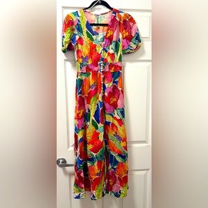 Colorful flowery flowy maxi dress from Oysho